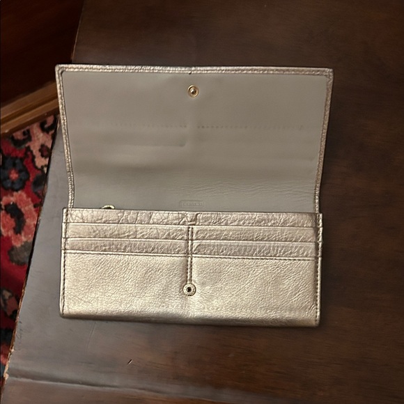 VTG Coach Bronze Leather Wallet with Bow Accent - Picture 2 of 2